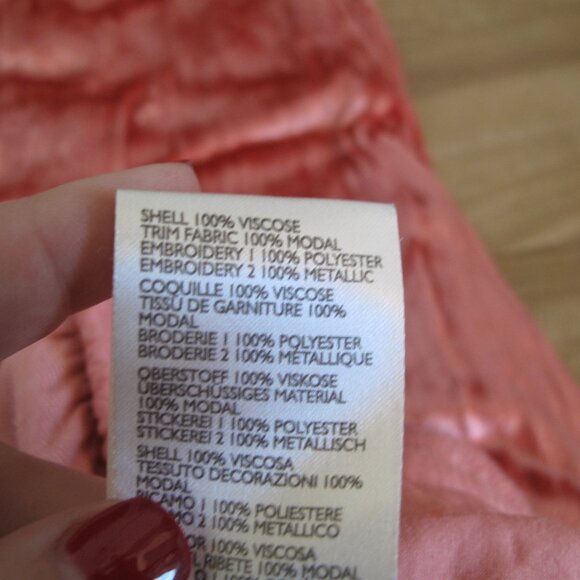 ANTHROPOLOGIE Rosie Coral Embroidered Velvet Joggers - Picture 7 of 9